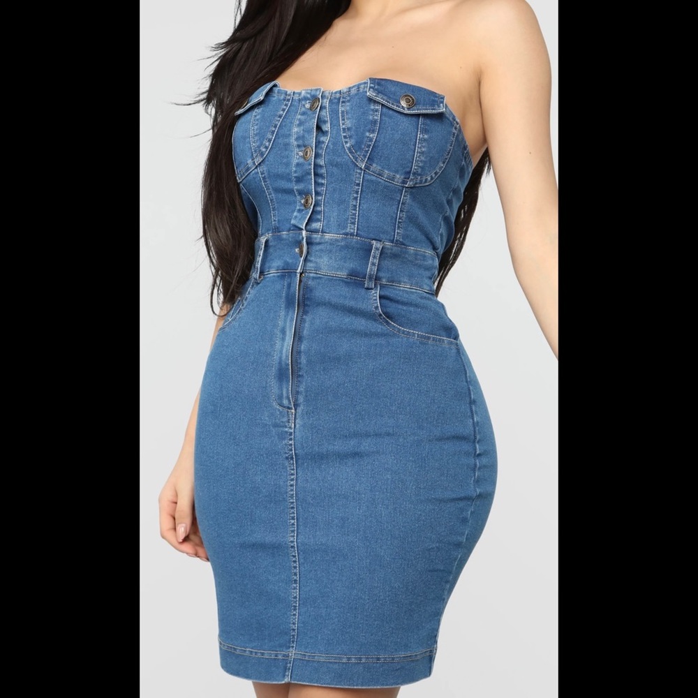 Denim tube dress